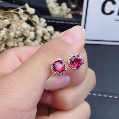 New Mg Al Garnet Earrings Female Crystal Clean, Good Quality, 925 Silver Precision Inlay-Jewearrings