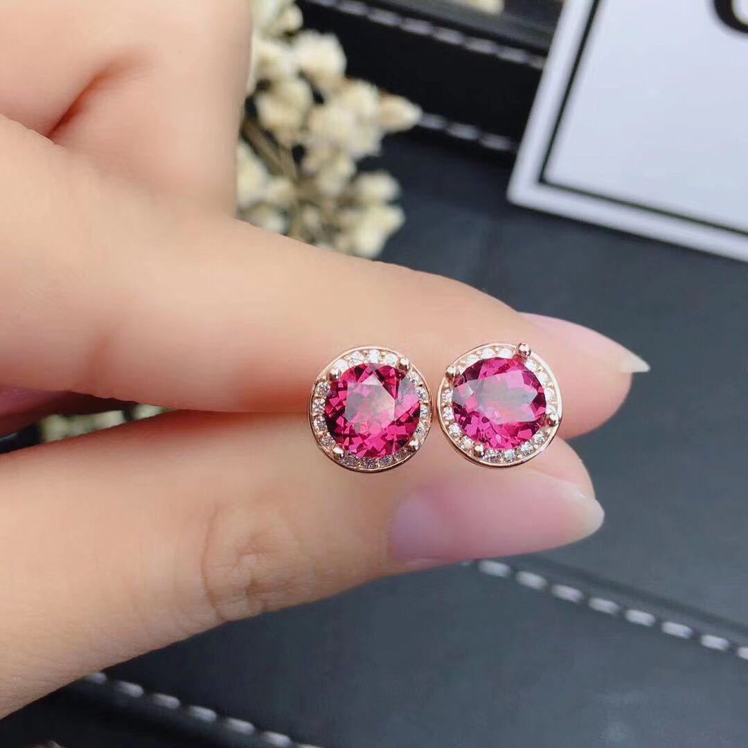 New Mg Al Garnet Earrings Female Crystal Clean, Good Quality, 925 Silver Precision Inlay-Jewearrings