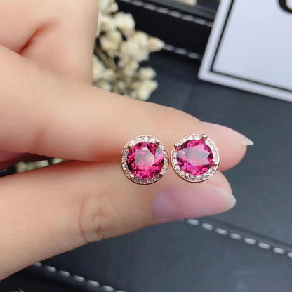 New Mg Al Garnet Earrings Female Crystal Clean, Good Quality, 925 Silver Precision Inlay-Jewearrings