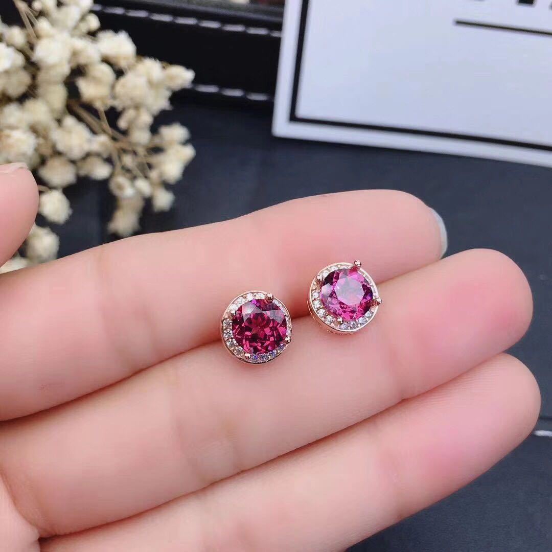 New Mg Al Garnet Earrings Female Crystal Clean, Good Quality, 925 Silver Precision Inlay-Jewearrings