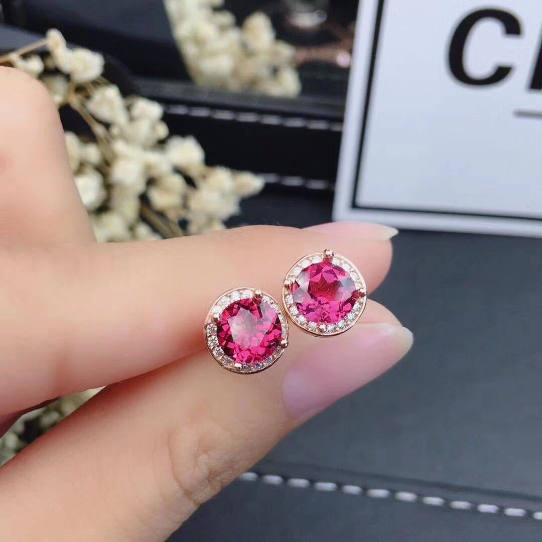 New Mg Al Garnet Earrings Female Crystal Clean, Good Quality, 925 Silver Precision Inlay-Jewearrings