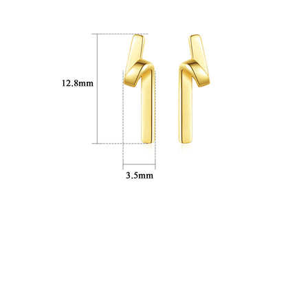 StudSimple Long Streamline Earrings 14K Gold Plated Earrings Earrings-Jewearrings