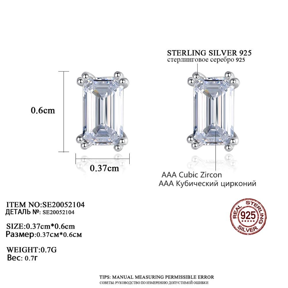 Silver-plated Rectangular Pagoda Emerald Cut Rectangular Zircon Earrings-Jewearrings