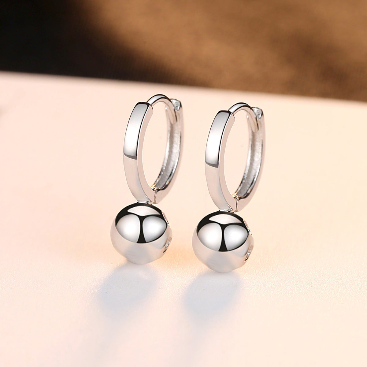 S925 Sterling Silver Earrings Round Beads Ladies Earrings-Jewearrings