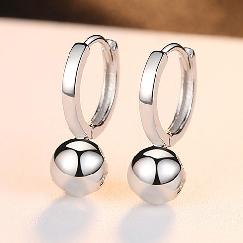 S925 Sterling Silver Earrings Round Beads Ladies Earrings-Jewearrings