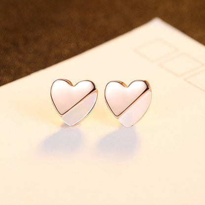 S925 Sterling Silver Simple Love Heart-shaped Earrings-Jewearrings