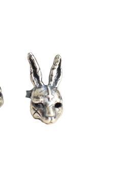 Red Rabbit Sterling Silver S925 Thai Silver Old Violent Scar Bunny Cross Hollow Earrings-Jewearrings