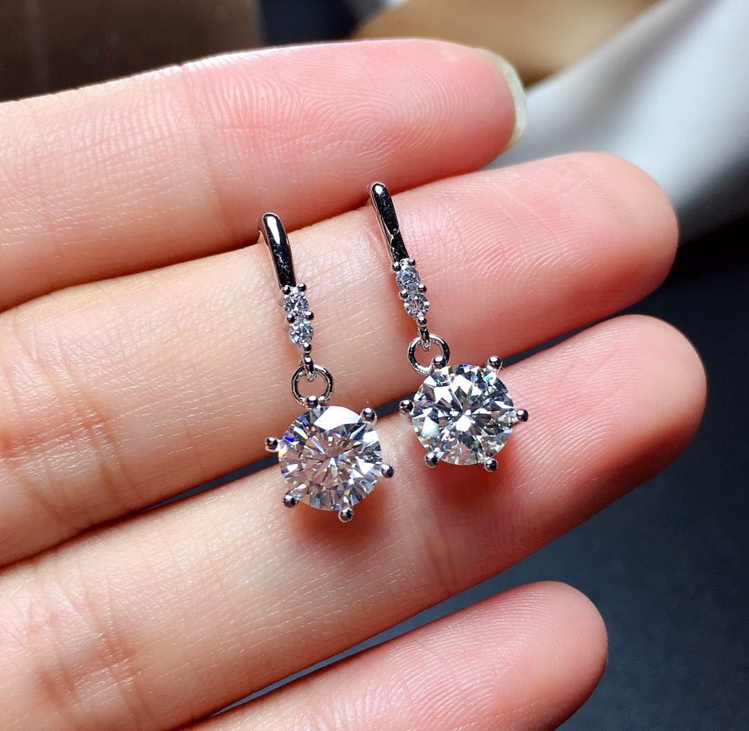 One Carat Moissanite Diamond Earrings-Jewearrings