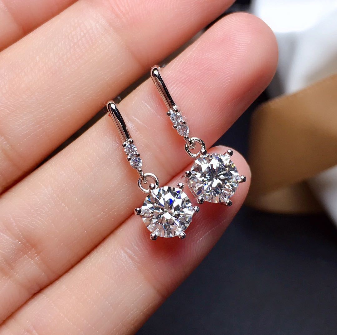 One Carat Moissanite Diamond Earrings-Jewearrings