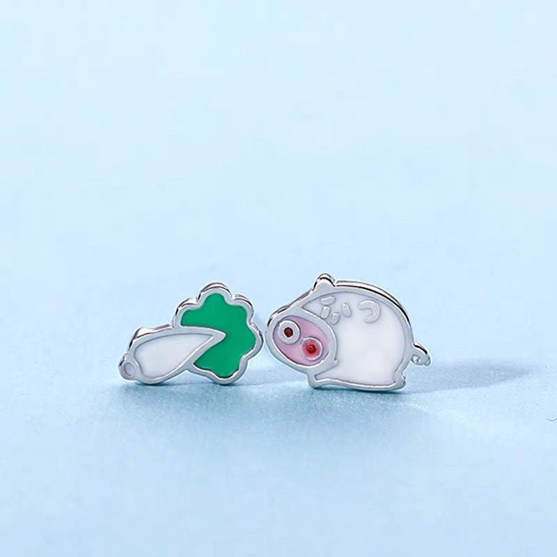 Cute Children's Petite Bunny Earrings In Sterling Silver-Jewearrings