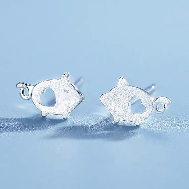 Cute Children's Petite Bunny Earrings In Sterling Silver-Jewearrings