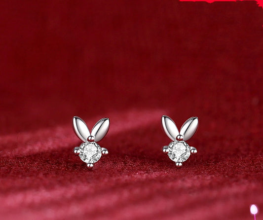 Bunny Cute Earrings Female 925 Sterling Silver-Jewearrings