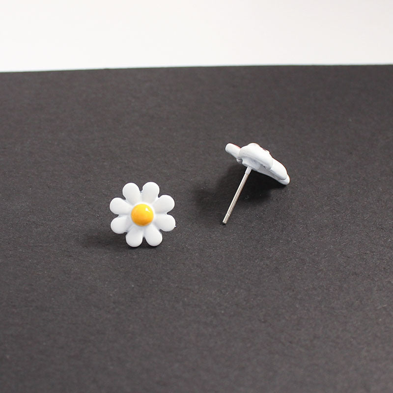 Pearl Bunny Earrings Daisy Stud Earrings Japanese Style Cartoon-Jewearrings