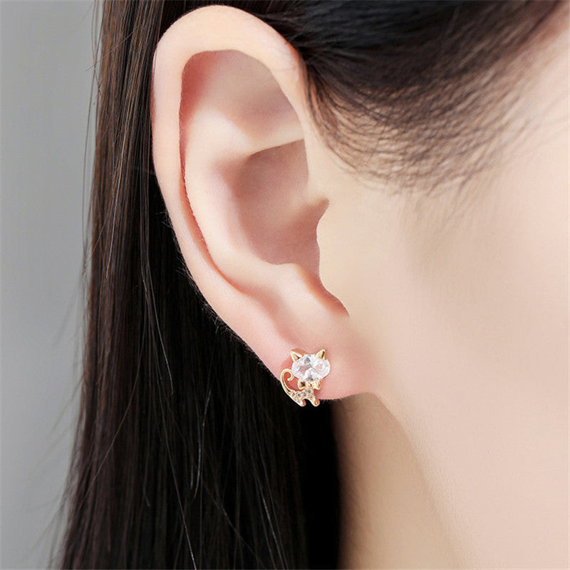 Women's Sterling Silver Simple And Small Cold Style Earrings-Jewearrings