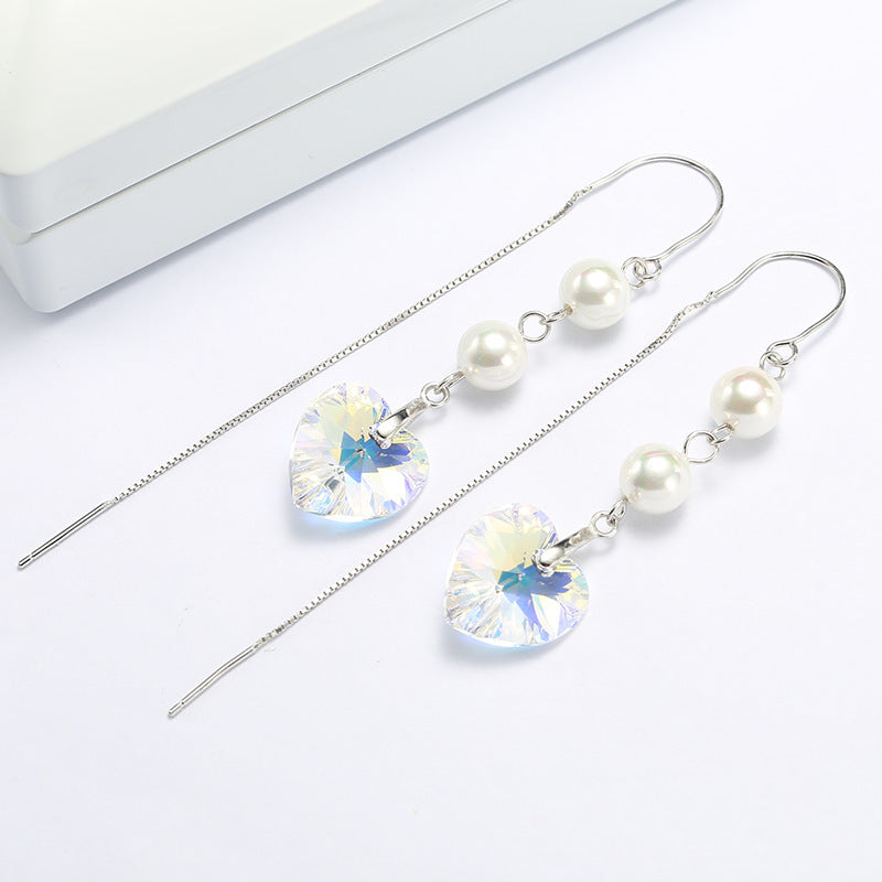 925 Silver Earrings With Heart-shaped Pearl Fashion Earrings-Jewearrings