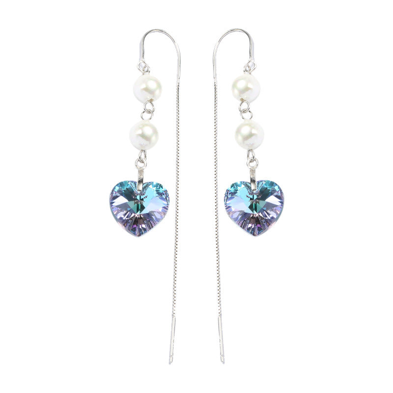 925 Silver Earrings With Heart-shaped Pearl Fashion Earrings-Jewearrings