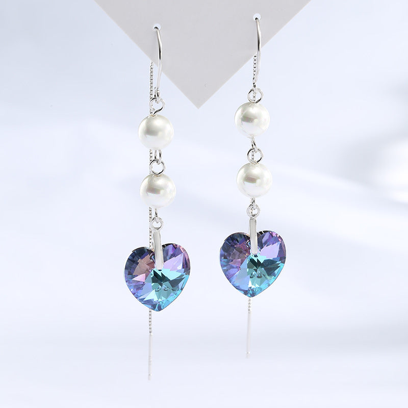 925 Silver Earrings With Heart-shaped Pearl Fashion Earrings-Jewearrings