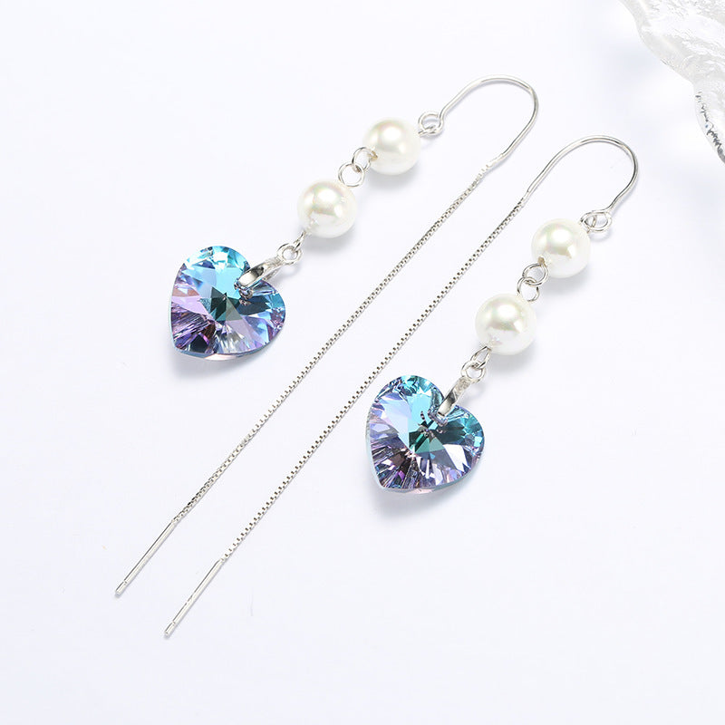 925 Silver Earrings With Heart-shaped Pearl Fashion Earrings-Jewearrings