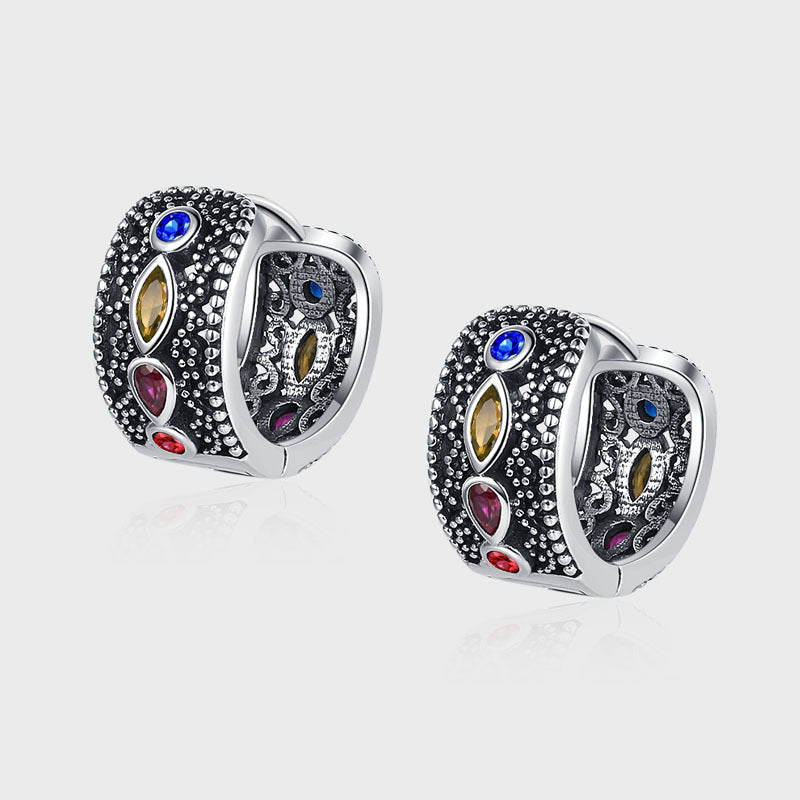 S925 Sterling Silver Geometric Fine Zircon-embedded Earrings-Jewearrings