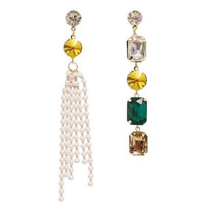 Pearl tassel earrings-Jewearrings