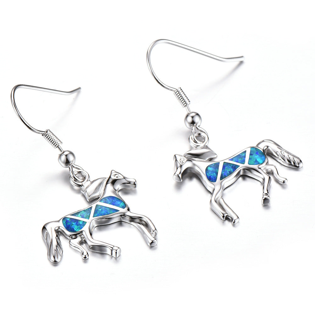 Opal small animal pony earrings-Jewearrings