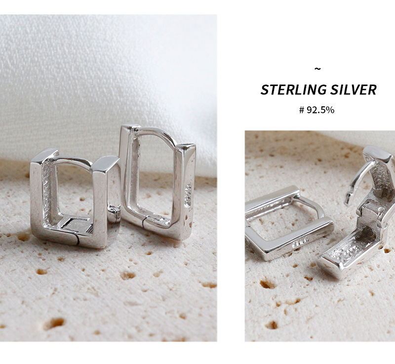 S925 Sterling Silver Personality Creative Square Earrings-Jewearrings