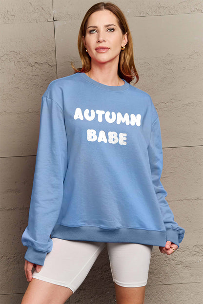 Simply Love Full Size AUTUMN BABE Graphic Sweatshirt-Jewearrings