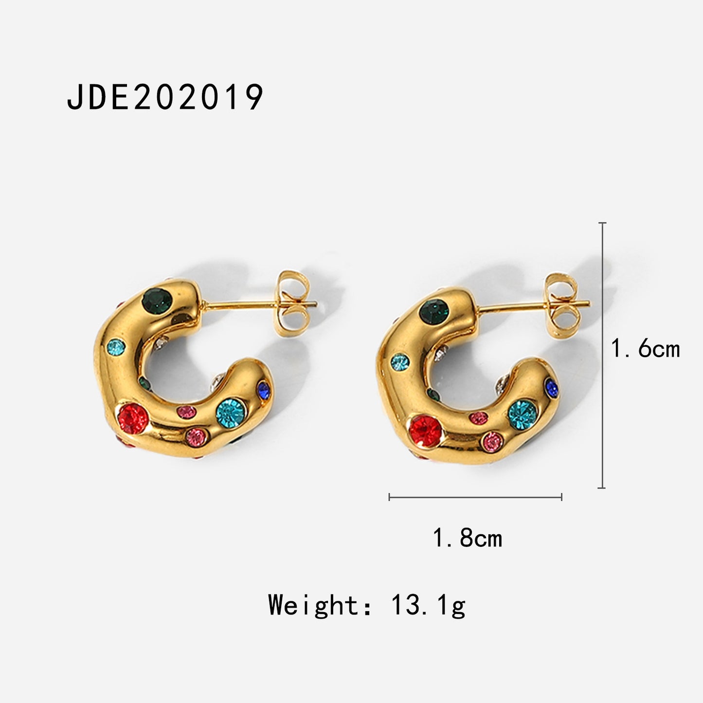 Women's Stainless Steel Set Colored Zircon Stud Earrings-Jewearrings