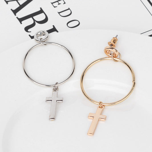 Simple Personality Cross Tassel Alloy Earrings Women-Jewearrings