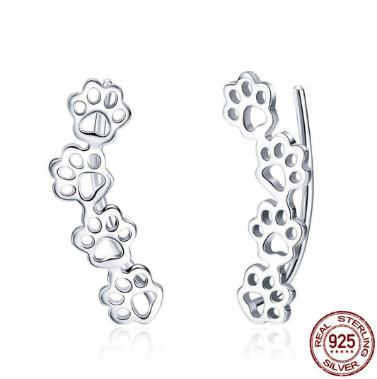 European and American popular earrings pet dog paw print S925 sterling silver ladies earrings-Jewearrings