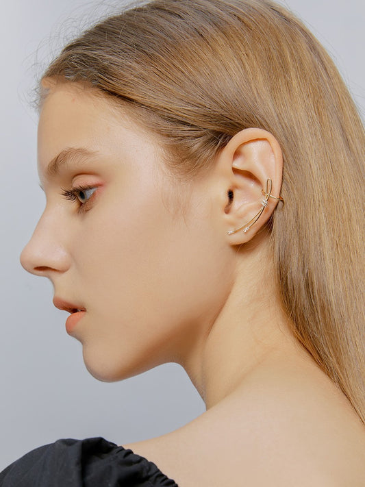 Asymmetric ear bone clip earrings-Jewearrings