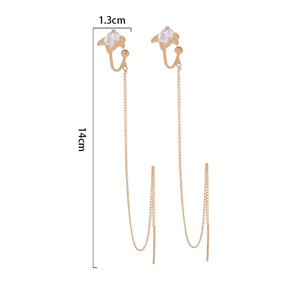 Copper Micro Inlaid Zircon Tassel Earrings Temperament Ear Line Creative Fashion New Fashion Ear Stud Cool Style Earrings-Jewearrings