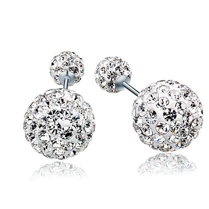 S925 sterling silver earrings Austrian rhinestones double-sided earrings-Jewearrings