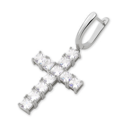 Square zircon Cross Earrings-Jewearrings