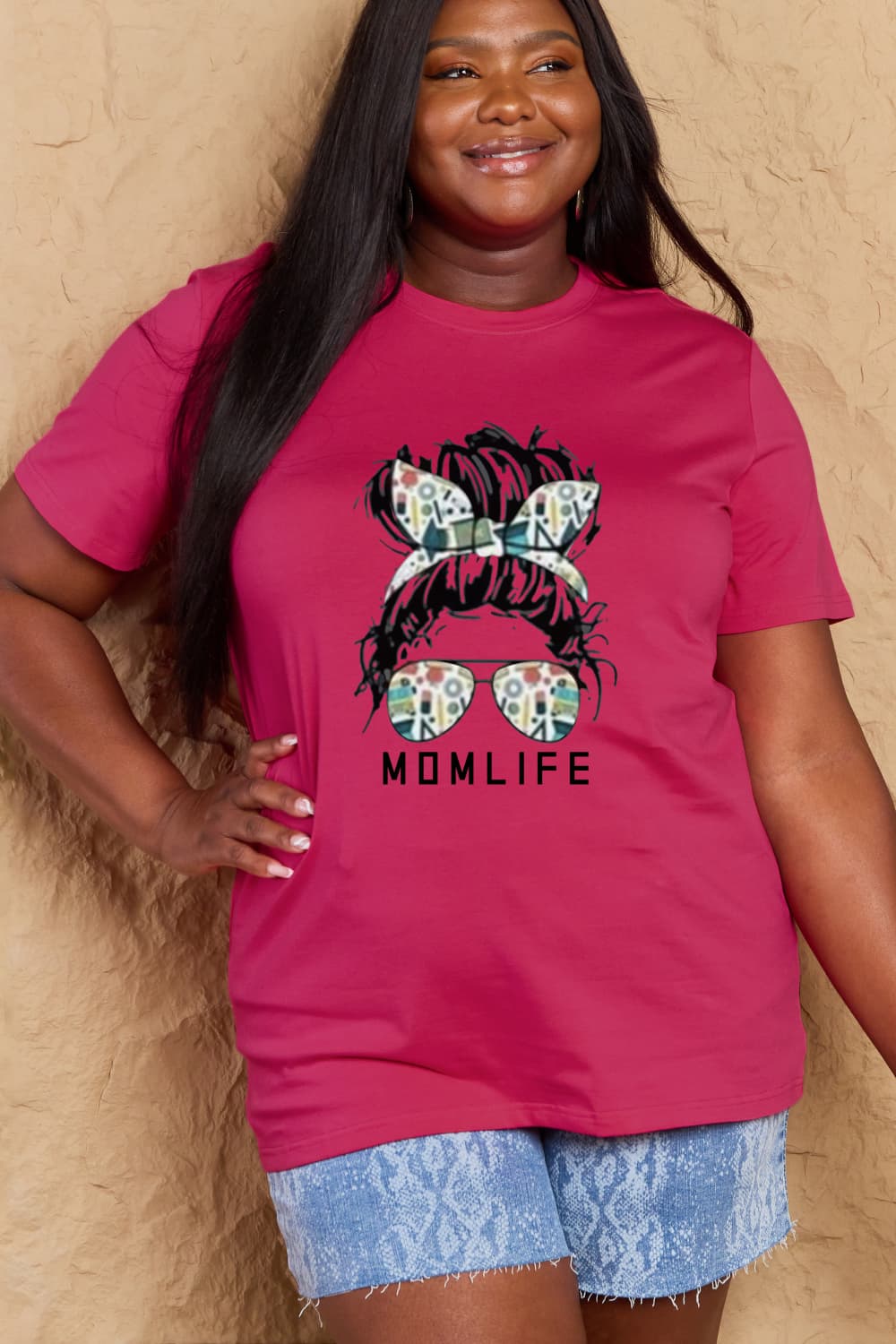 Simply Love Full Size MOM LIFE Graphic Cotton T-Shirt-Jewearrings