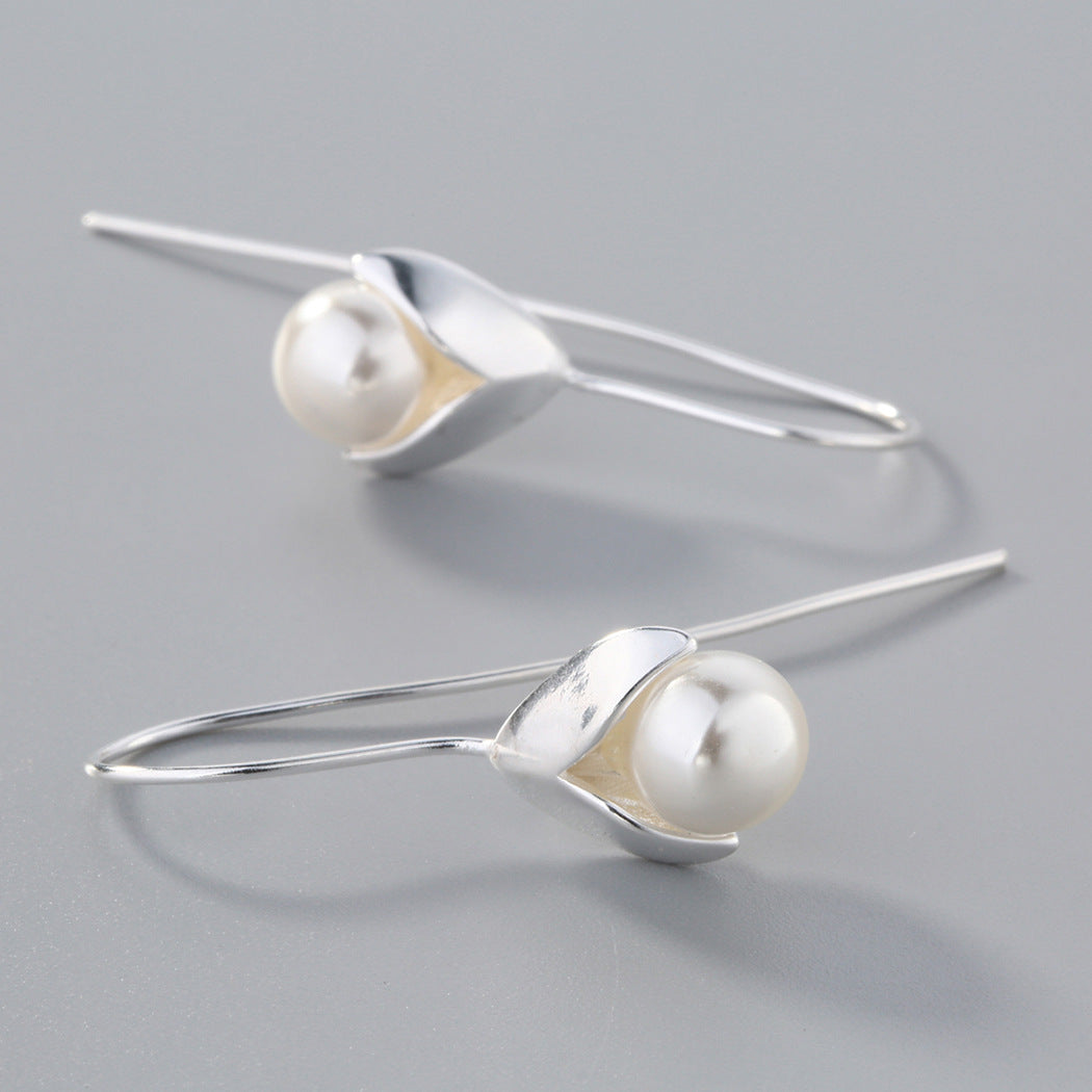 Long pendant pearl earrings-Jewearrings