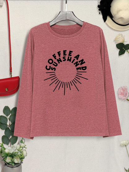 COFFEE AND SUNSHINE Round Neck Long Sleeve T-Shirt-Jewearrings