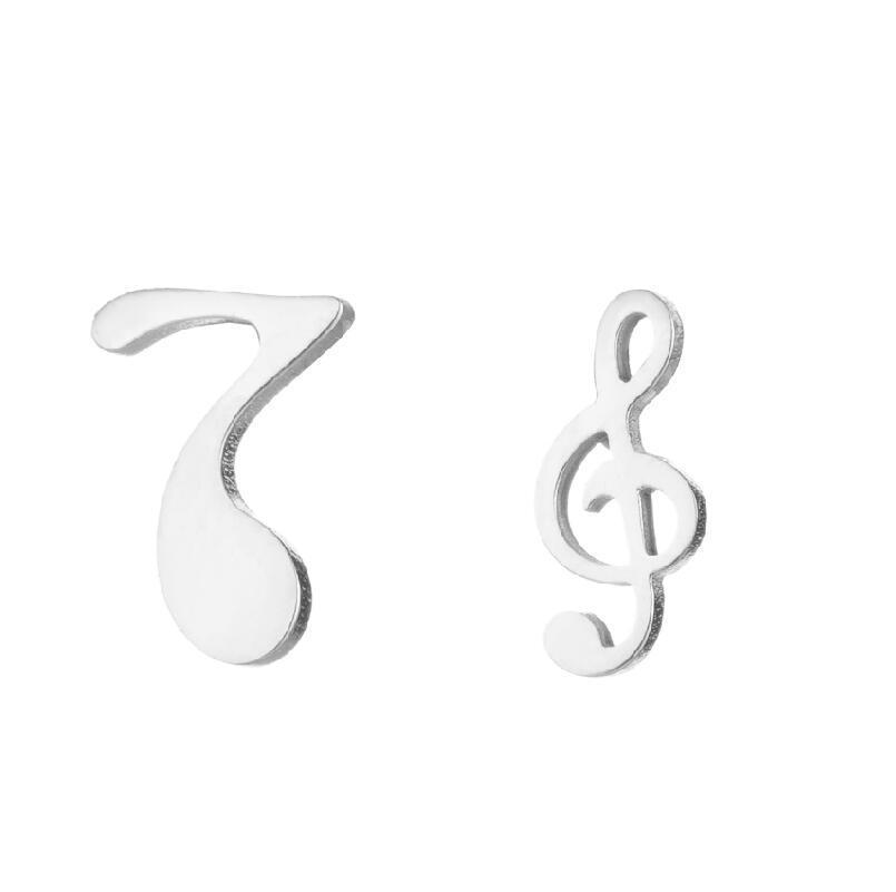 Love Ear Studs Electroplating Star Music Note Simple Geometric Stainless Steel Stud Earrings-Jewearrings