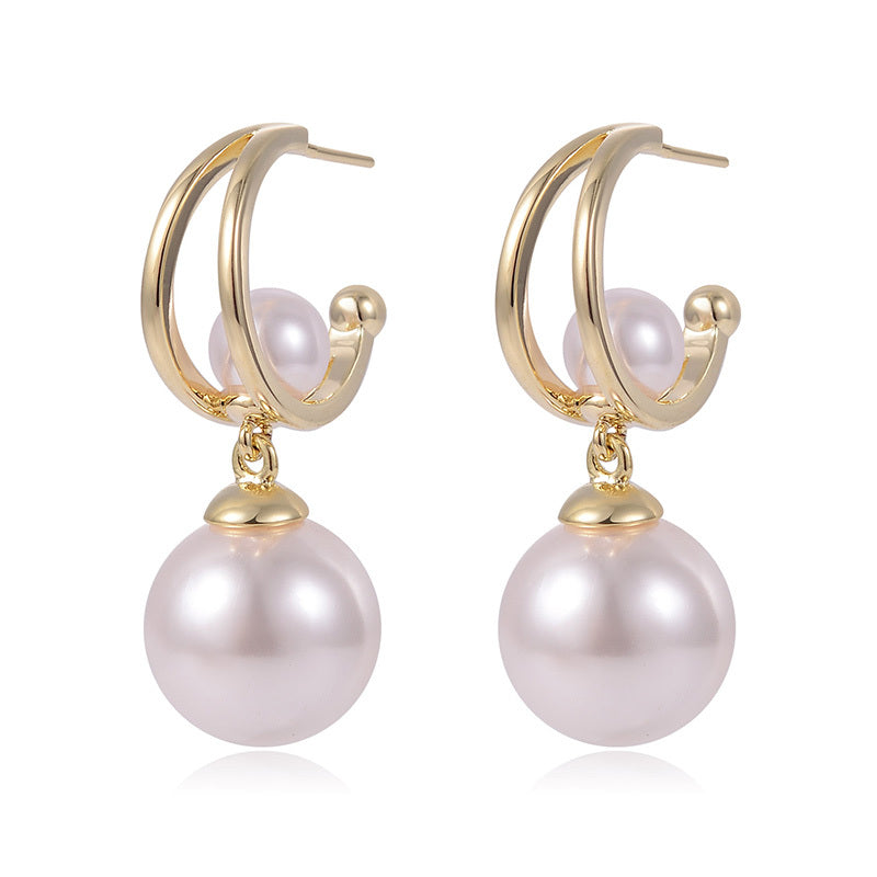 Simple Design Pearl Fashion Pendant Earrings-Jewearrings