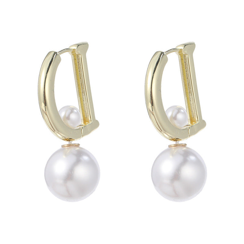 Pearl Stud Earrings For Women Retro Debutante Style Letters D-Jewearrings