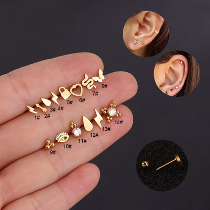 Mini Pure Steel Stud Personalized Lightning Men's And Women's Earrings-Jewearrings