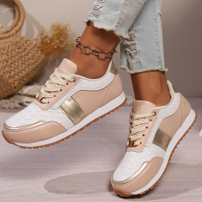 Lace-Up PU Leather Sneakers-Jewearrings