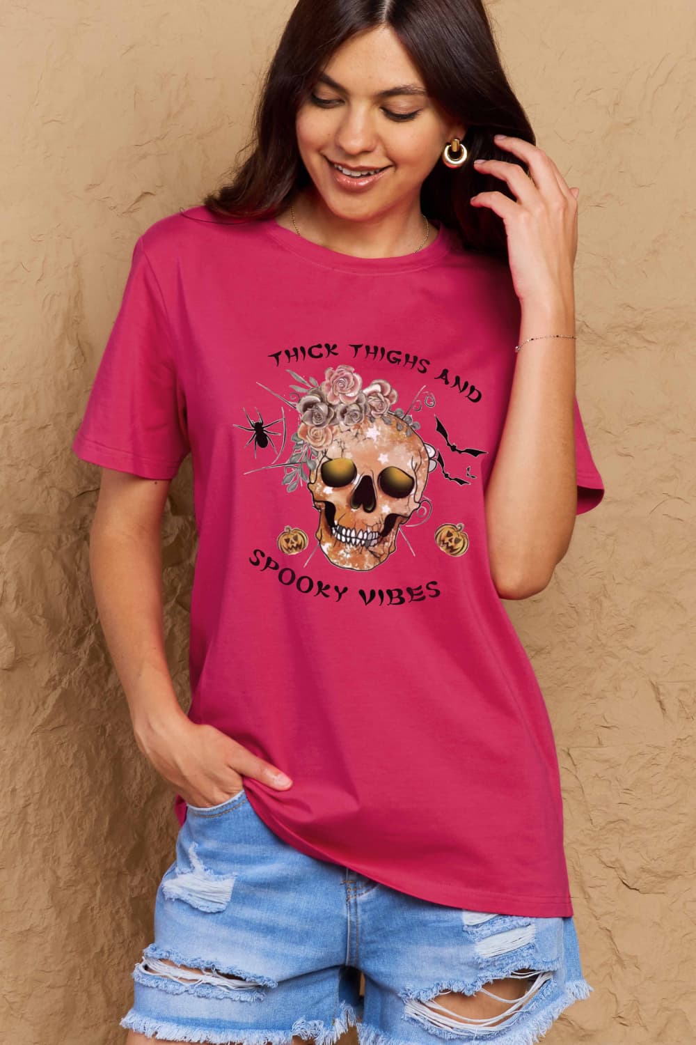 Simply Love Full Size THICK THIGHS AND SPOOKY VIBES Graphic Cotton T-Shirt-Jewearrings