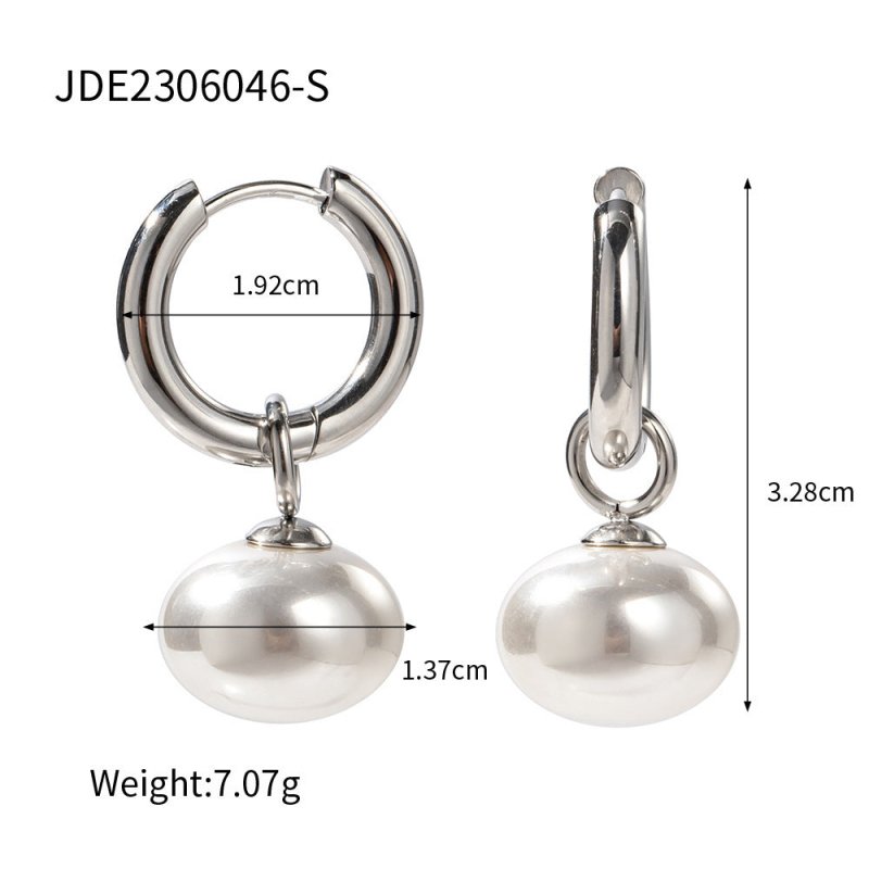 16K Gold Stainless Steel Pearl Pendant Earrings-Jewearrings