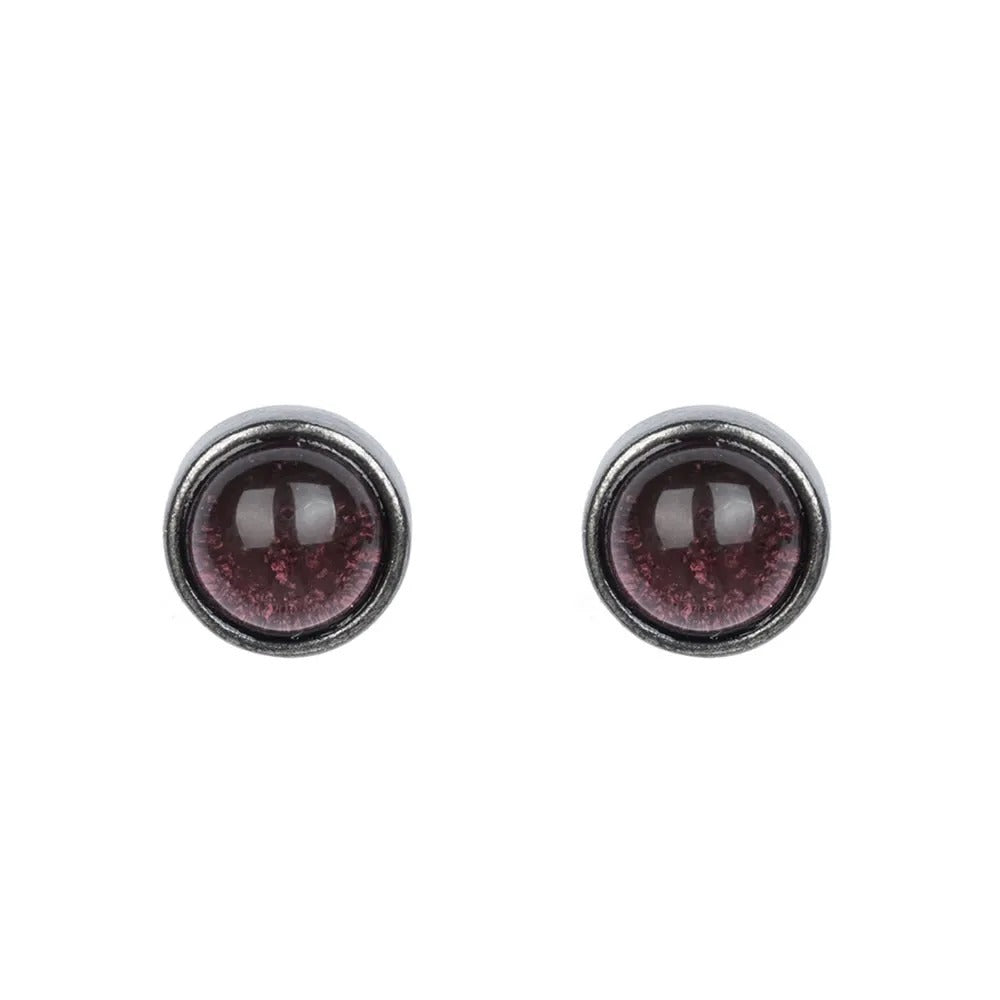 Dark Night S925 Sterling Silver Black Amethyst Stud Earrings-Jewearrings