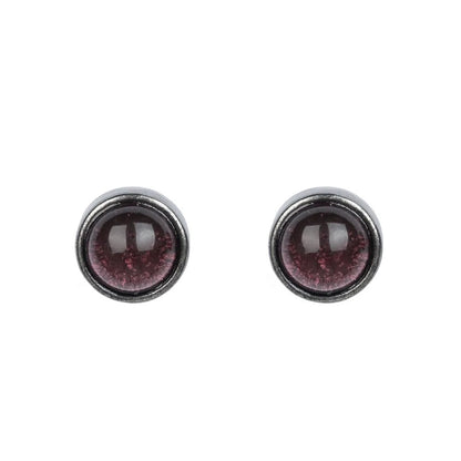 Dark Night S925 Sterling Silver Black Amethyst Stud Earrings-Jewearrings