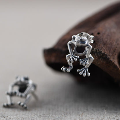 Frog Earrings Vintage Silver Earrings-Jewearrings