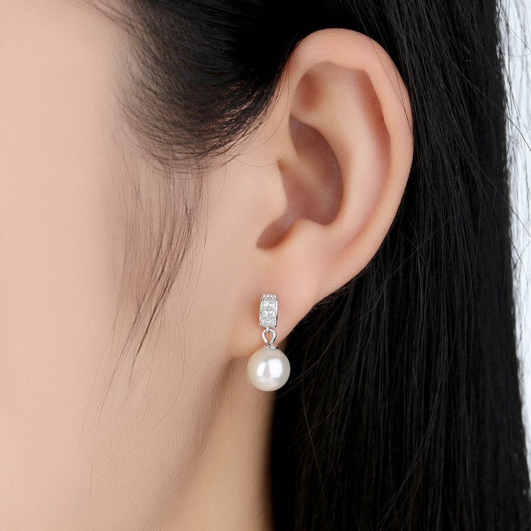 Drop Earrings Fine Jewelry Female Drop Earrings with Pearls Earrings 925 Sterling Silver Jewelry Mother's Day Gift-Jewearrings