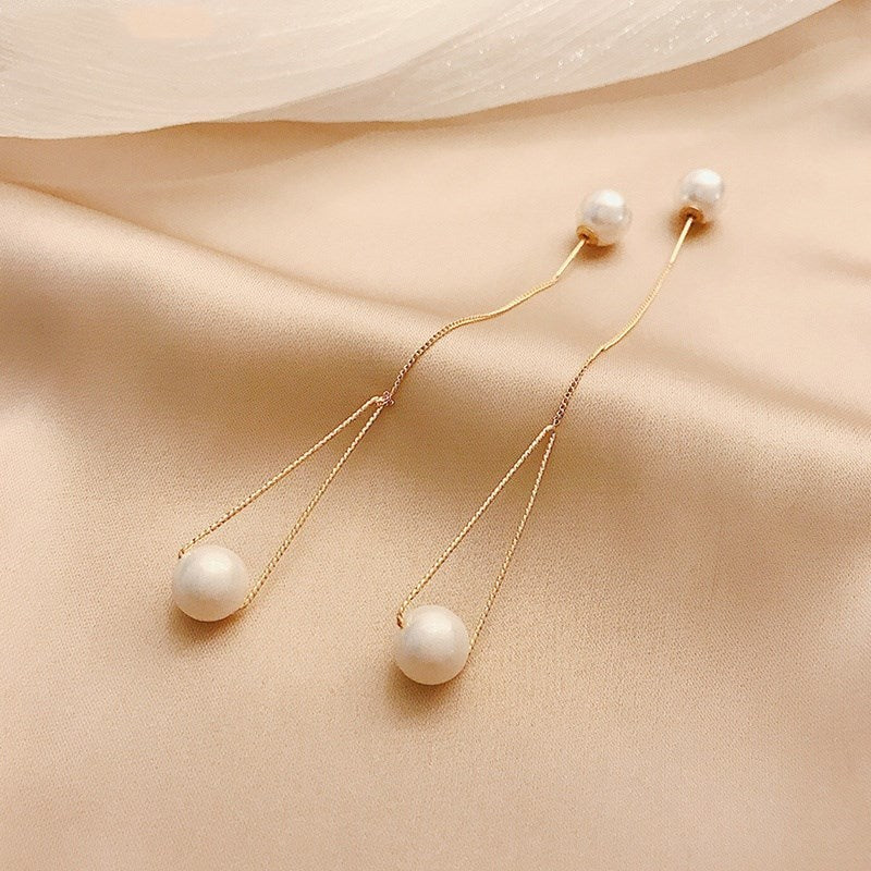 Pearl tassel earrings-Jewearrings