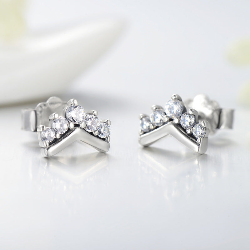 S925 Sterling Silver Crown Cute Earrings Women-Jewearrings